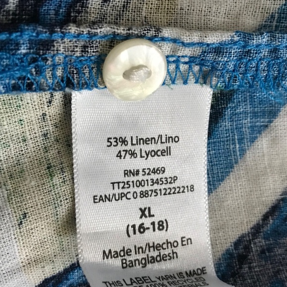 TIME and TRU Linen Button Down Tropical Floral Shirt Women’s Size XL Size 2X - Picture 8 of 15